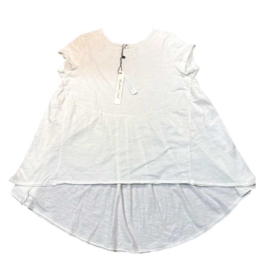 NWT MustardSeed White High-Low ShortSleeve Tunic Size M Boho Summer Casual Clean